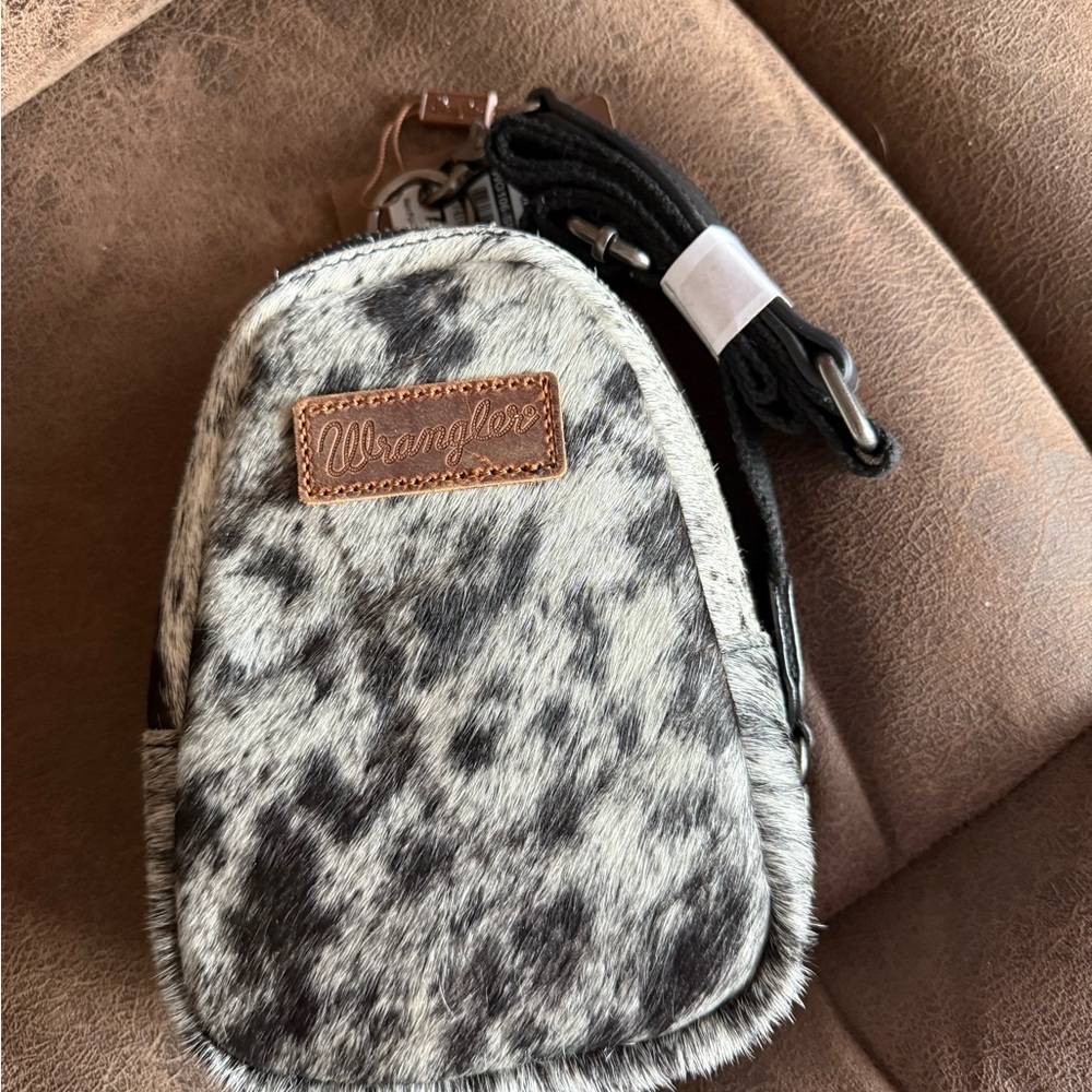 Wrangler Black and Gray Faux Fur Bag